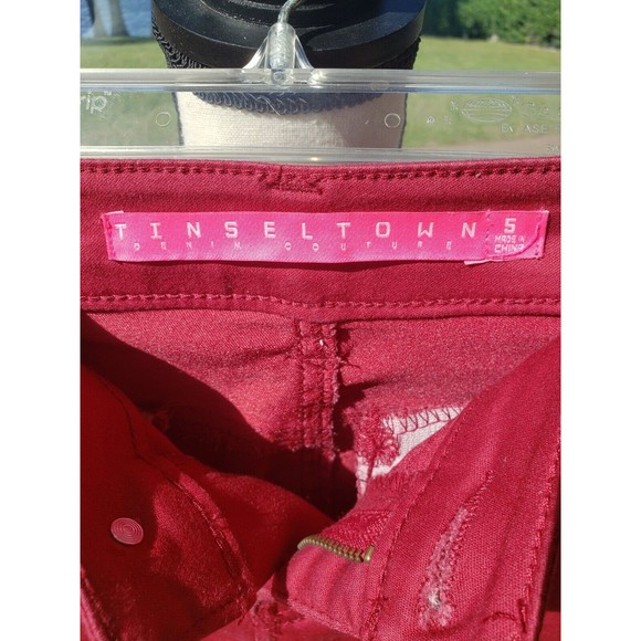 Tinsel Town Denim Couture Pants Teens Sz 5 Red Berry Jeans Skinny Tapered Cotton - Picture 3 of 14